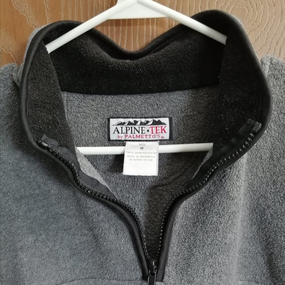 [45] Alpine Tek Black Grey Zip Fleece Jacket Pullover Size M - Picture 5 of 7